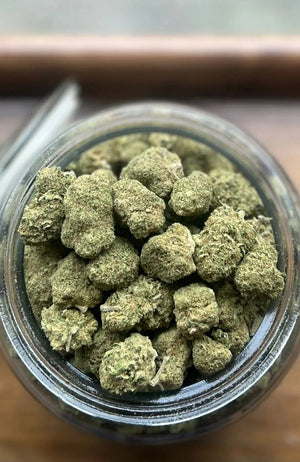 CBD hemp buds/flowers in a jar