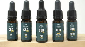 Range of full spectrum CBD oil bottles in different strengths for anxiety and stress support