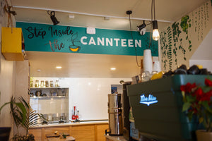 Little Collins Cannteen sign above the CBD edibles counter