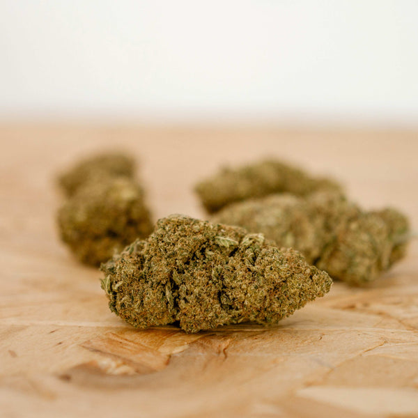 Indica CBD Flower – L.A. Chocolate buds displayed from multiple angles for product detail