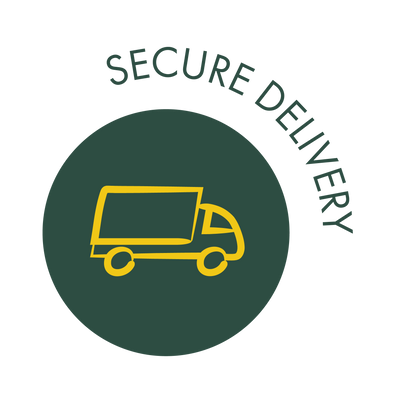 A delivery truck icon with the text "secure delivery" above it